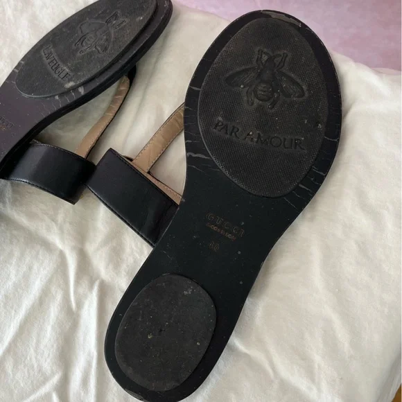 Gucci GG Marmont leather thong sandals size 40 US size 10 - Picture 10 of 12